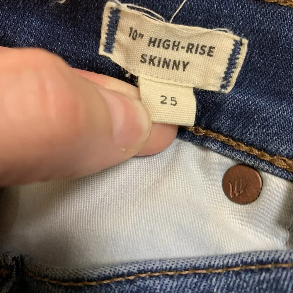 Madewell 10 Inch High Rise Skinny Jeans Button‎ Fly Stretch Denim 25